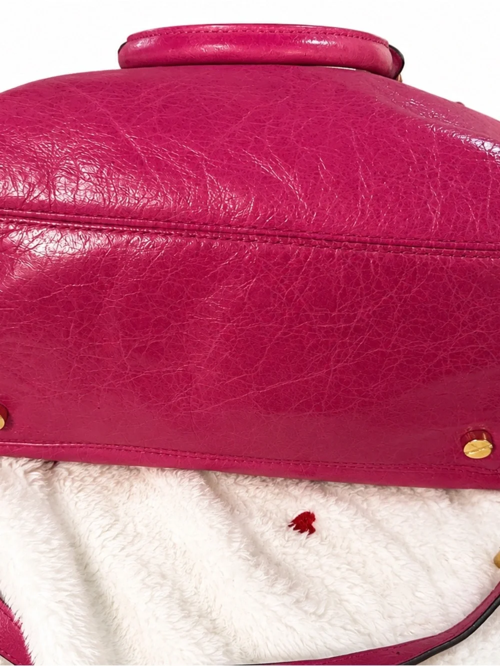 Michael Kors Fuchsia Leather Satchel with Gold Hardware